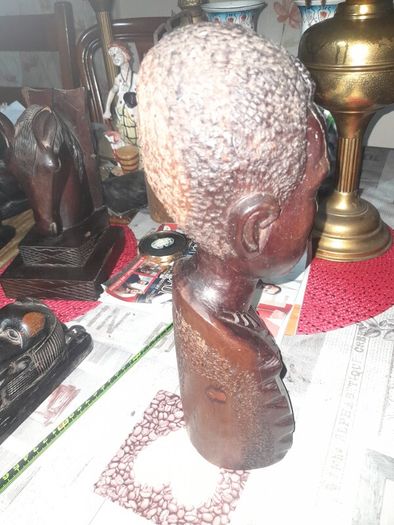 Large Antique Wood African Carved African Head postage available or collection on all my items,