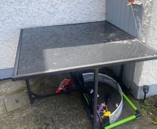 Rattan garden furniture 4 chairs and glass top table