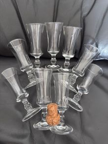 9 Sherry Schooners Retro English Glass