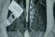 Bnwt Size 3 Pewter Quilted Lace Ups