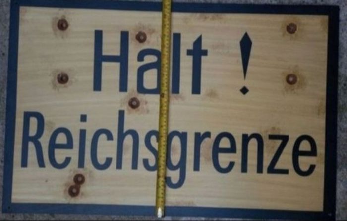 German ww2 ,steel HALT ! reichs border post sign. 1939/45 , (84 x 55 cms)