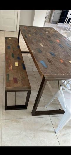 2.2m dining table bench and chairs
