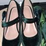 Green velvet mid heel ladies shoes Image 4