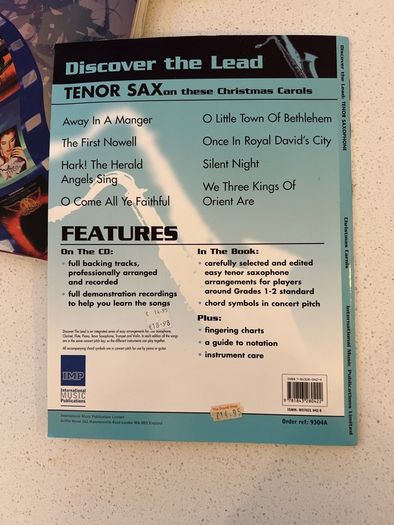Discover the Lead Christmas Songs for Tenor Saxophone Book and CD