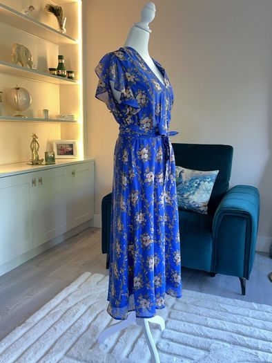 Ladies Blue Short Sleeve Floral Dress from Monsoon