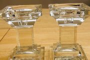 Large Heavy Crystal Pillar Column Candle Holders