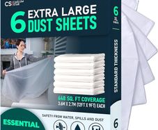 NEW SALE | Extra Large Plastic Dust Sheets for Decorating 3.6 x 2.7m (12 x 9ft), Light Dust Sheet for Painting & Furniture, Plastic Sheet-Plastic Sheeting-Dust Sheets for Painting