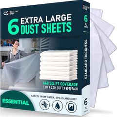 NEW SALE | Extra Large Plastic Dust Sheets for Decorating 3.6 x 2.7m (12 x 9ft), Light Dust Sheet for Painting & Furniture, Plastic Sheet-Plastic Sheeting-Dust Sheets for Painting
