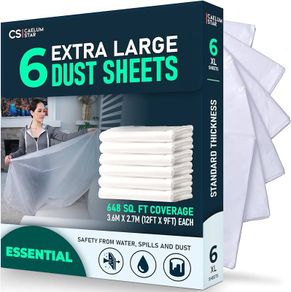 NEW SALE | Extra Large Plastic Dust Sheets for Decorating 3.6 x 2.7m (12 x 9ft), Light Dust Sheet for Painting & Furniture, Plastic Sheet-Plastic Sheeting-Dust Sheets for Painting