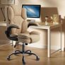 Office Chair,Fabric Desk Chair with 90 Flip up Armrest for Home or Office,Ergonomic Durable with Adjustable Height(Beige) Image 2