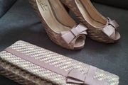 Shoes/Lunar Occasion Pink/Beige Bow Shoes  and Bag Size 5 UK  ..  Price Drop
