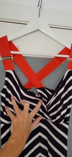 TED BAKER navy white striped red criss cross straps Sz 3 (Fit 10-12UK)