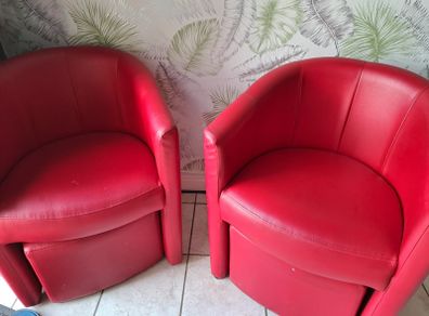 Two chairs with pouffets