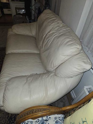 Couch, 2 Seater Cream Leather