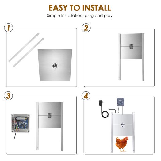 EU Stock Upgraded Timing Control Chicken House Automatic Door Opener 110-220V Pets Dog Door Opener Power Failure Protection