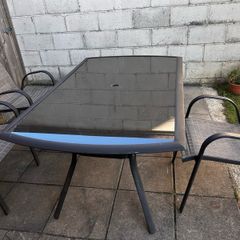 garden table and 3 chairs