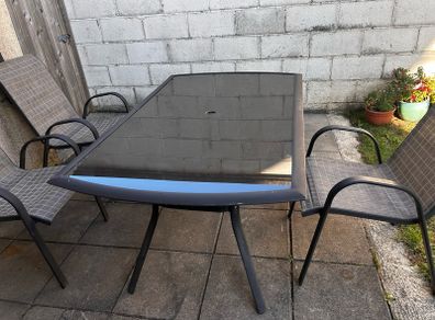 garden table and 3 chairs