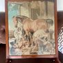 Mid 20th Century English Embroidered Tapestry Fire Screen of Blacksmith Horse and Hound Image 10