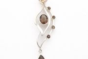 Smoky Quartz Sterling Silver Signed Pendant