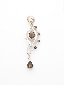 Smoky Quartz Sterling Silver Signed Pendant