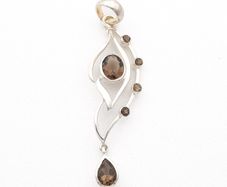 Smoky Quartz Sterling Silver Signed Pendant