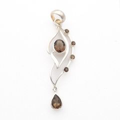 Smoky Quartz Sterling Silver Signed Pendant