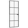 Interior Door Black 76x201.5 cm Tempered Glass&Aluminium Image 2