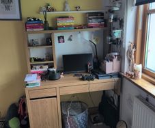 home work desk + standing mirror with storage