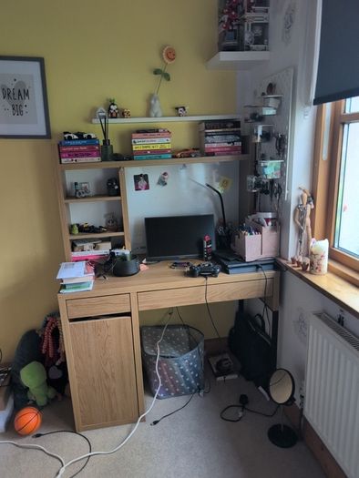 home work desk + standing mirror with storage