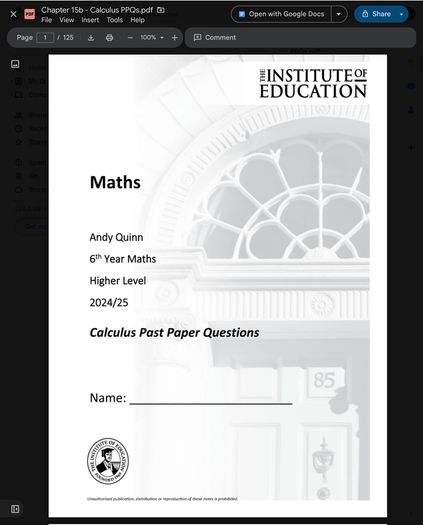 Leaving Cert Maths Institute Notes