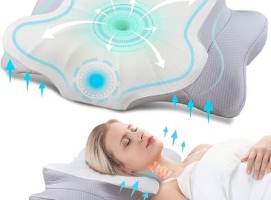 Cervical Pillow for Neck and Shoulder, Contour Memory Foam Pillow, Ergonomic Neck Support Pillow for Side Back Stomach Sleepers with Pillowcase