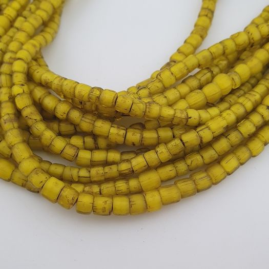Antique Venetian Yellow Trade 3-5mm Beads Necklace Strands