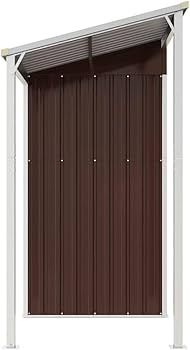 Garden Shed, Outdoor Storage Shed with Extended Roof, Tool Shed for Lawn Garage Yard, Metal Garden Storage Unit, Brown Steel