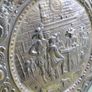 Vintage Large Brass Embossed Gaming Scene, diameter 25" Image 4