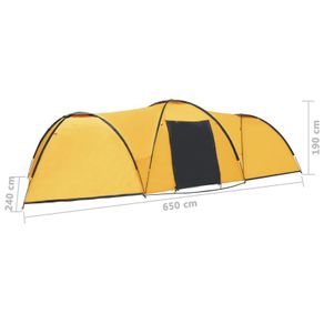 Camping Igloo Tent 650x240x190 cm 8 Person Yellow