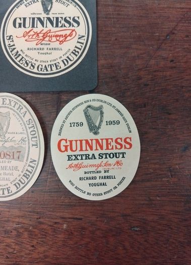 3 Vintage Guinness Youghal Bottle labels