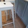 Beautiful pair stools  white enamel kitchen bar cafe industrial look Image 6