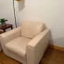 2 Seater White Leather Sofa Bed, Fold-Out Mattres and Armchair Image 6