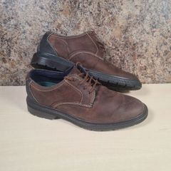 mens CLARKS BURCHILL DERBY OXFORD brown beeswax leather shoes Size UK 8 EU 42