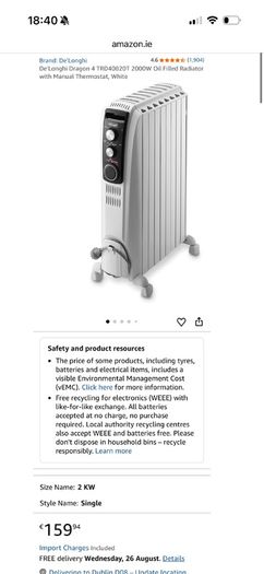 De'Longhi Dragon 4 Oil Filled Radiator 2kw