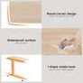 Overbed Bedside Table with Wheels 67-91cm Adjustable Height Laptop Side Table for Bed & Sofa,Hospital Bed End Table Large Standing Desk for Home Office Bedroom Living Room, White+Maple Image 4