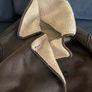 Brown Zara Leather winter pilot coat xs oversized fit Image 2