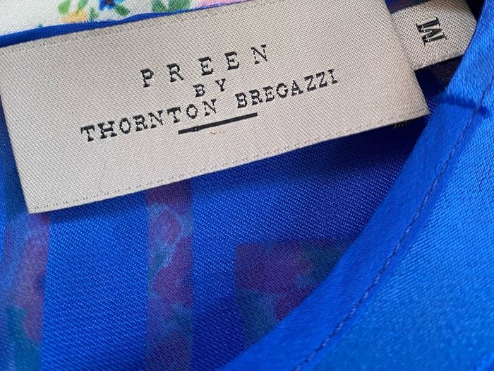 Preen By Thornton Bregazzi Royal Blue Silk Blouse Size Medium