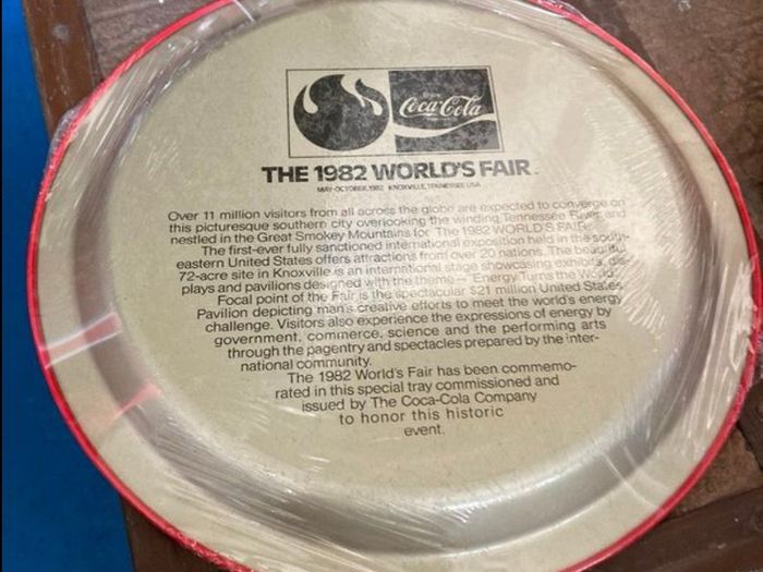 Coca Cola 1982 World Fair Metal Tray Rare