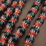Antique Venetian Style Black Chevron Glass Beads Necklace Strand Image 9