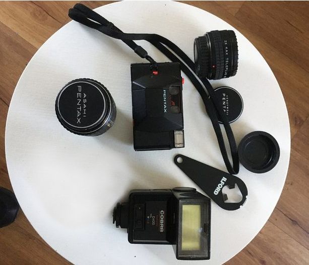 Pentax 35mm camera and lens