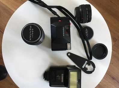 Pentax 35mm camera and lens