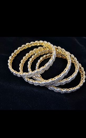 Double tone 4 bangles - Zircon - New