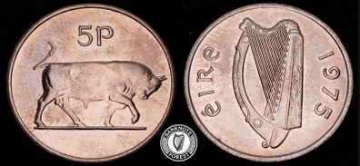 Ireland - 1975 - 5 Pence - Bull - AU - KM.22 - [2401]