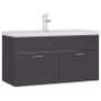 Sink Cabinet with Built-in Basin Grey Chipboard Image 2